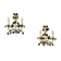 Lights, gold metal with green glass drops, Italy mid-1900s Regency.