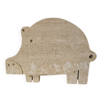 Sculpture en travertin Fratelli Mannelli cochon rare 26 cm / 20 cm