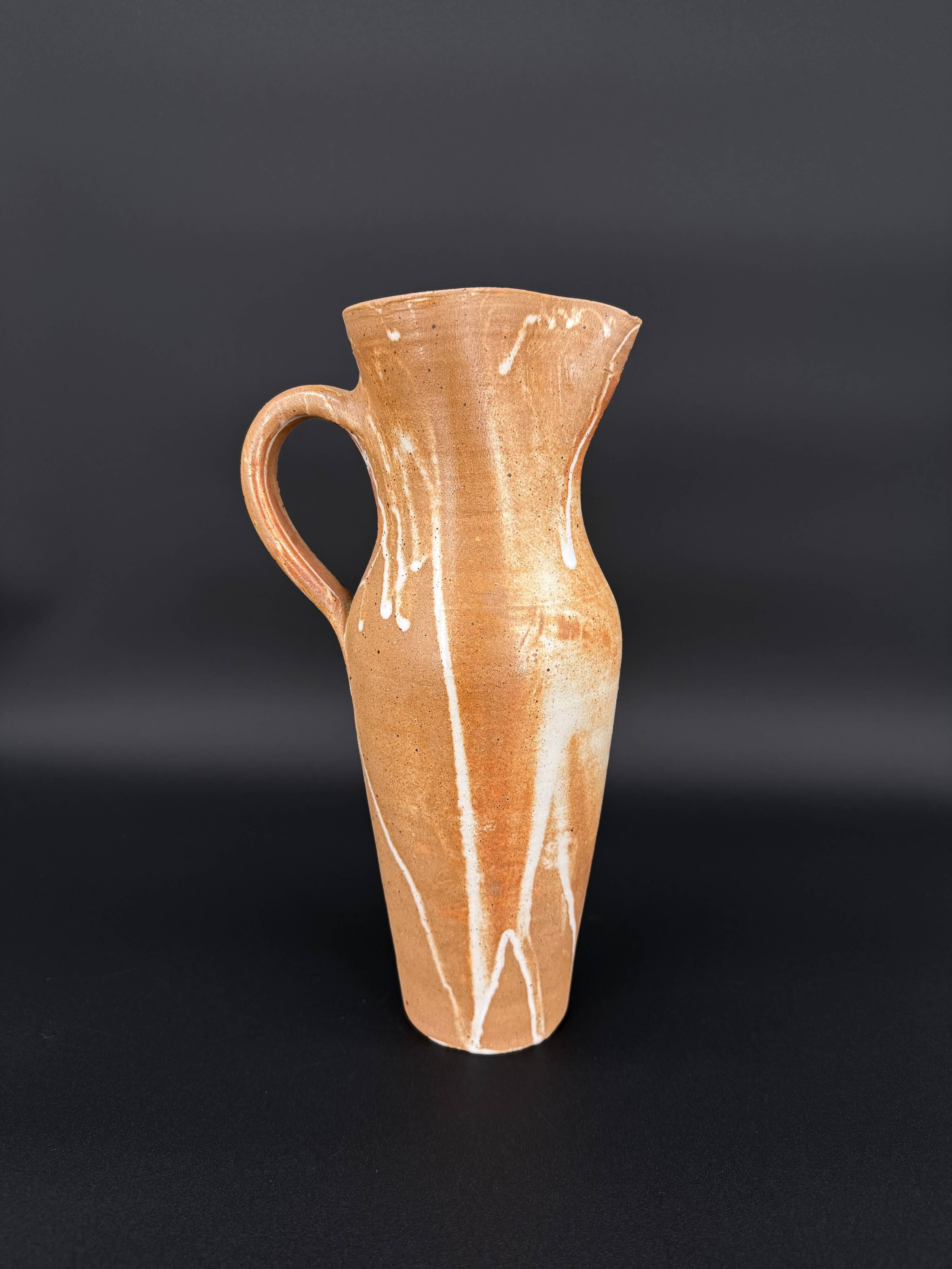 Large vintage flamed stoneware jug – France, 1970s