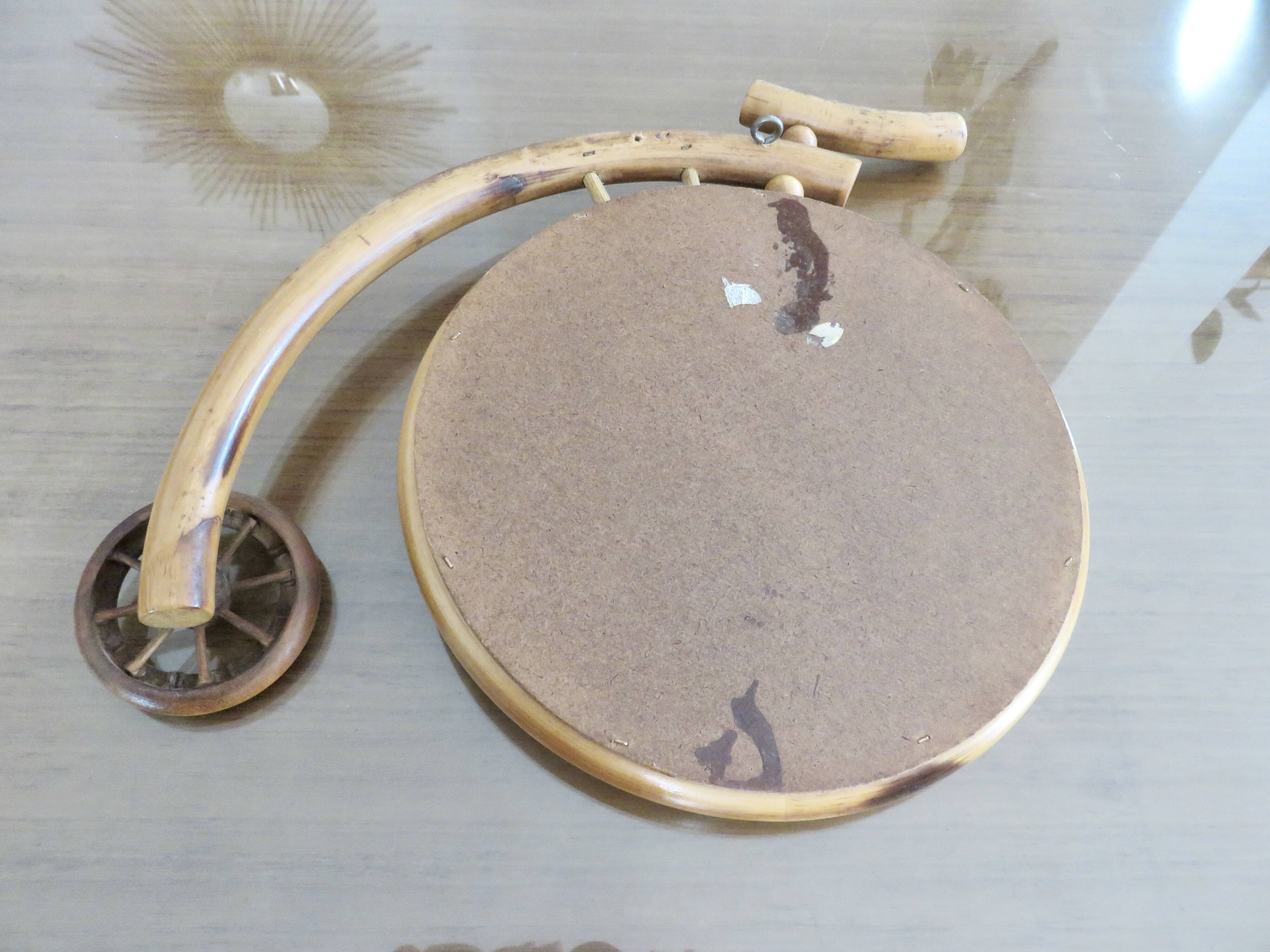 “Bicycle” mirror in rattan, bamboo 1960 1970