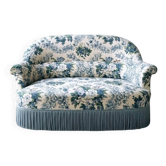 Canapé banquette 2 places vintage en tissu floral multicolore