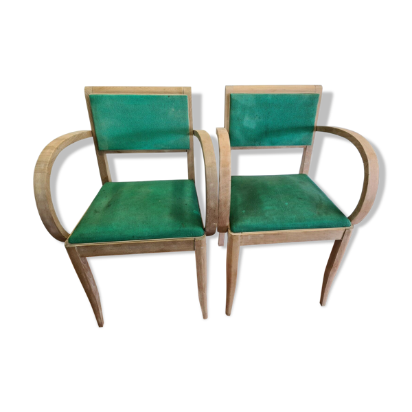 Paire de fauteuils bridges en hêtre