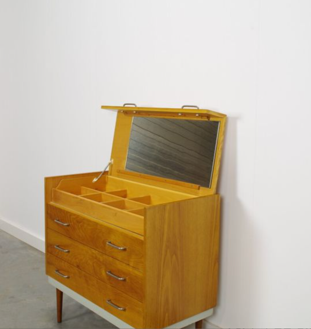 Vintage jewelry cabinet with mirror