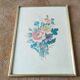 Illustration bouquet fleurs cadre bois doré
