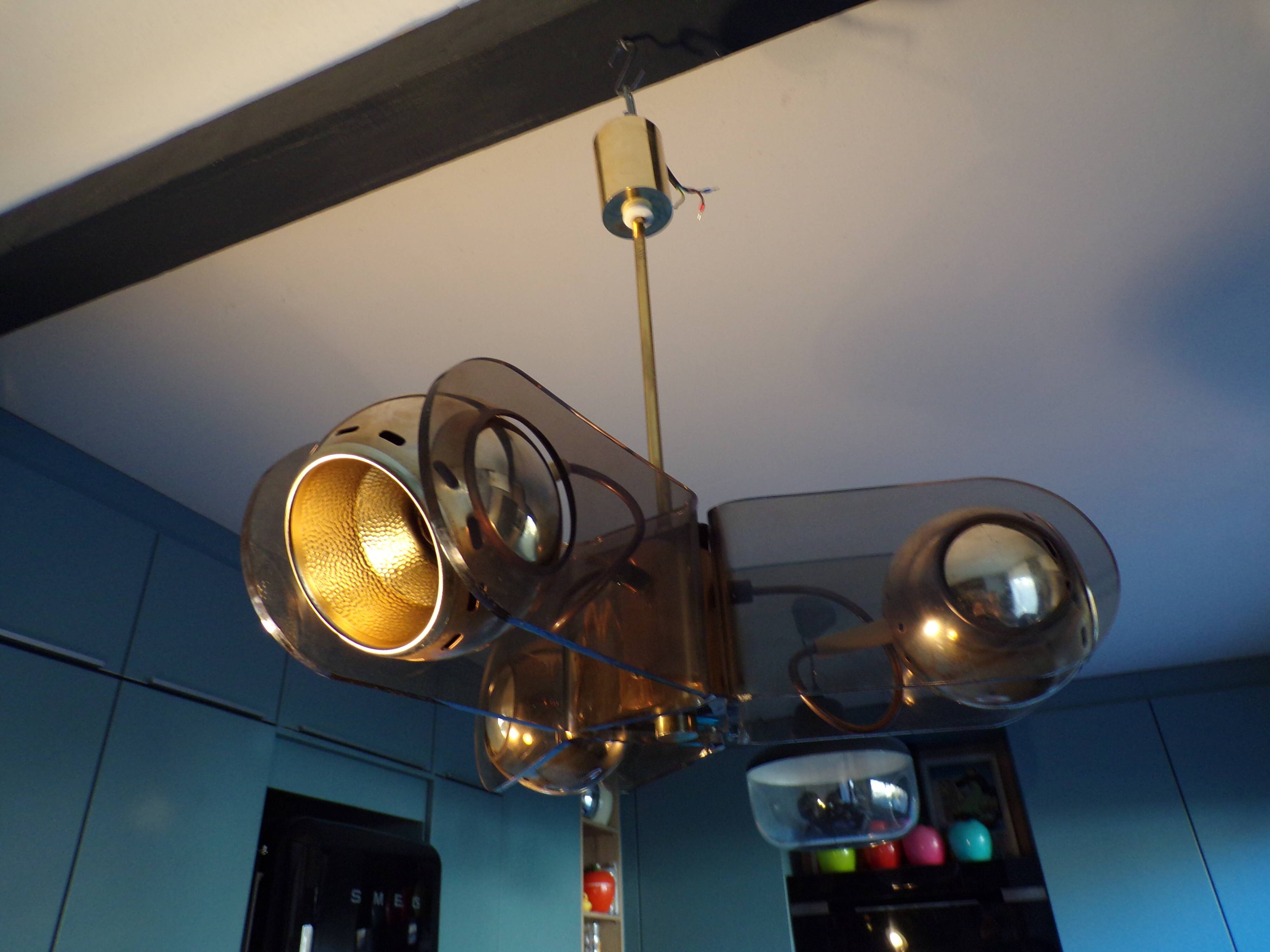 Suspension eye-ball 3 lights style Gino Sarfatti