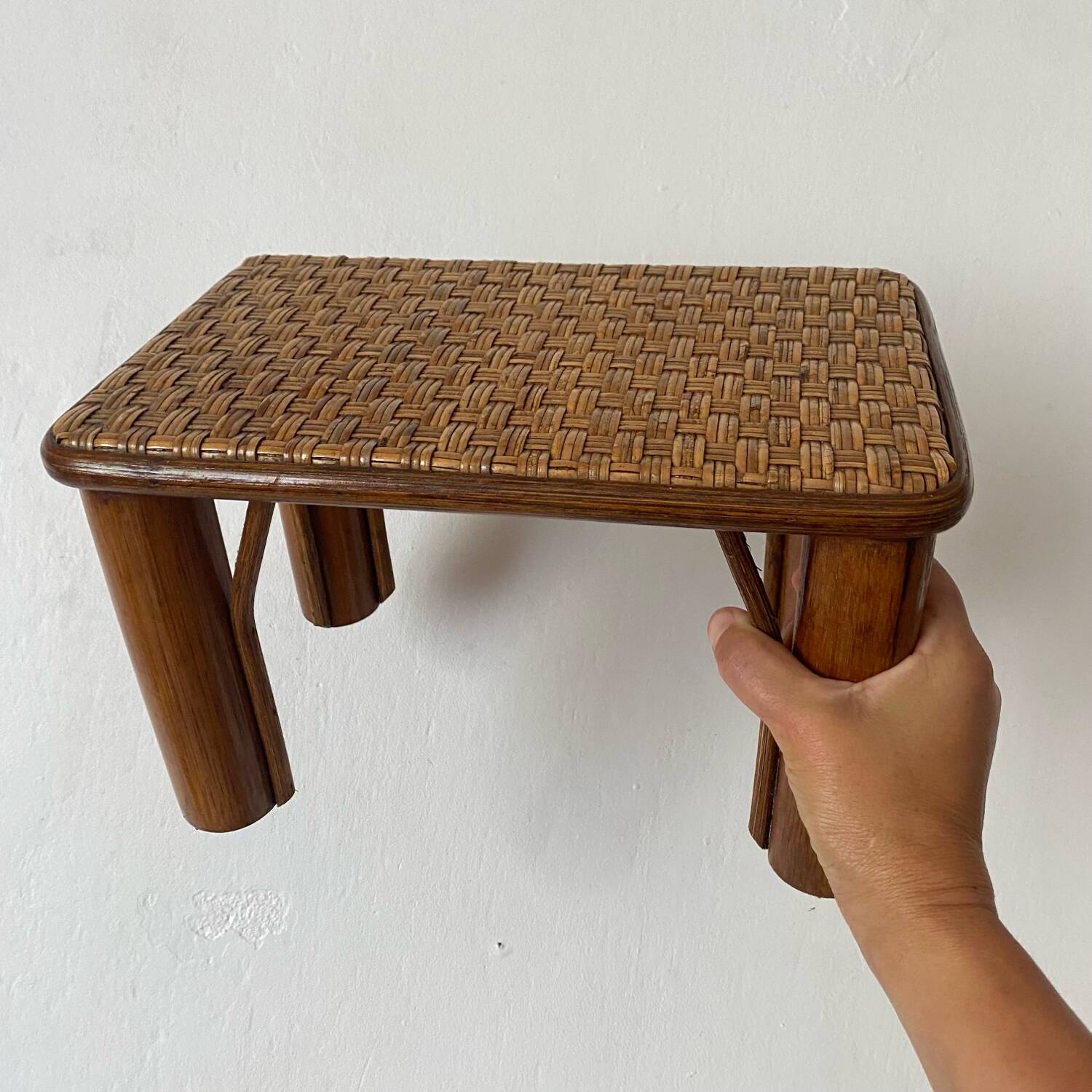 Vintage rattan low stools