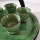 Plateau and its 4 ceramic workshop bowls - green Geneva