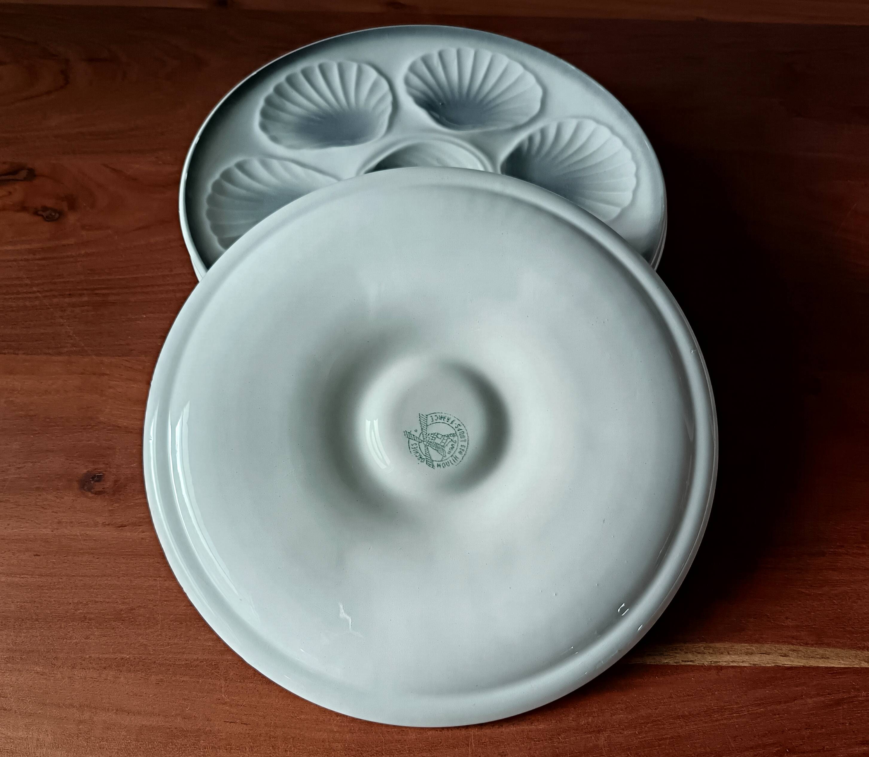 6 oyster plates moulin des loups france earthenware