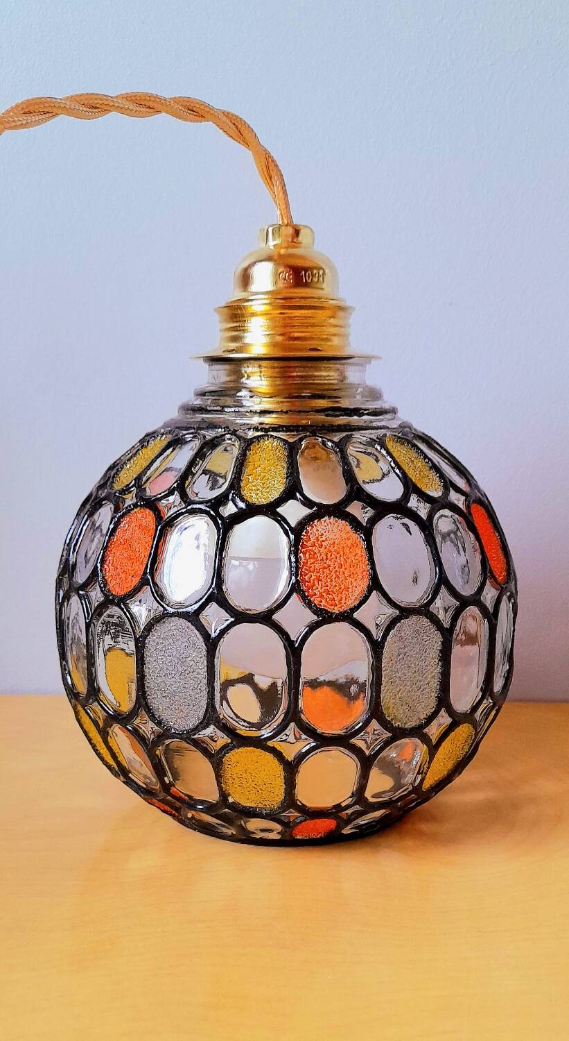Colored glass portable lamp