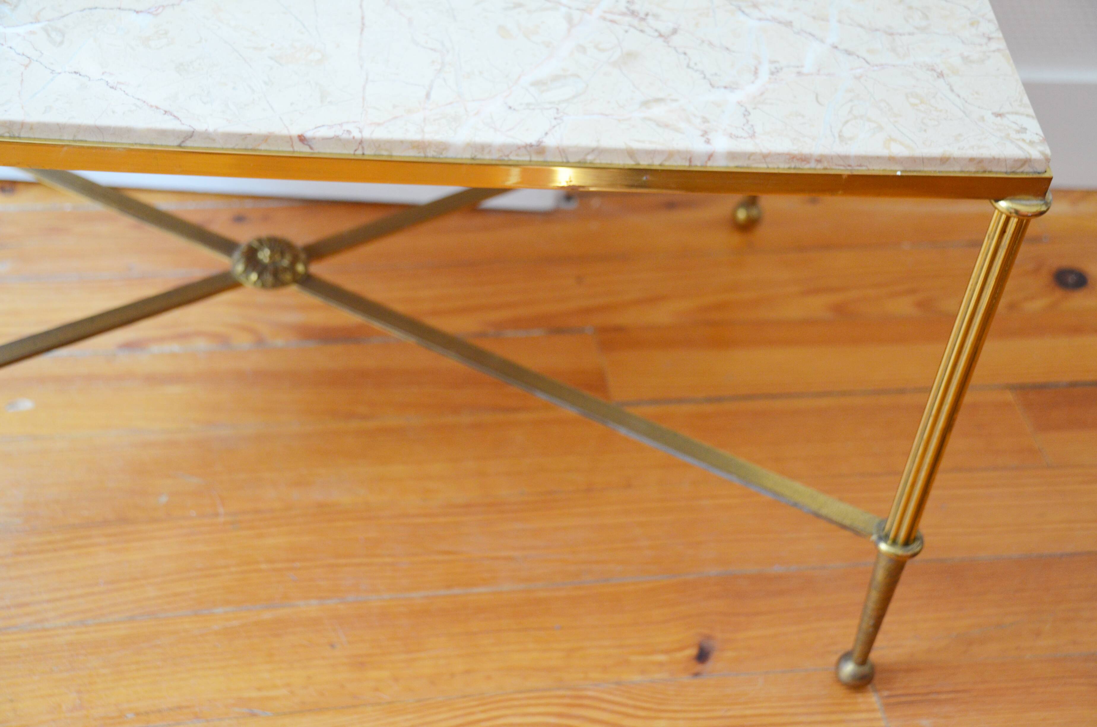Marble and brass coffee table 60s