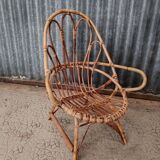 Fauteuil enfant en osier rotin vintage