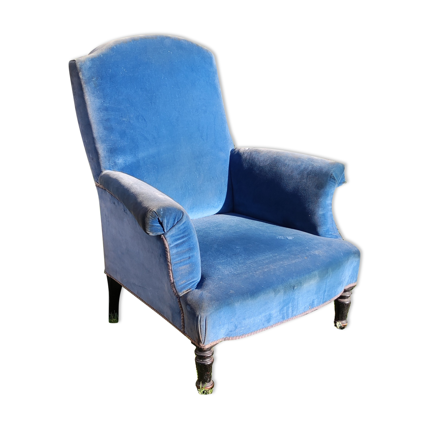 Armchair Napoleon III blue velvet