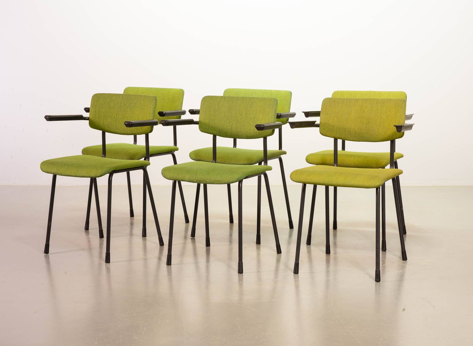 6 Dutch Design Gispen Dining Chairs Model 1235 by André Cordemeyer 1960s