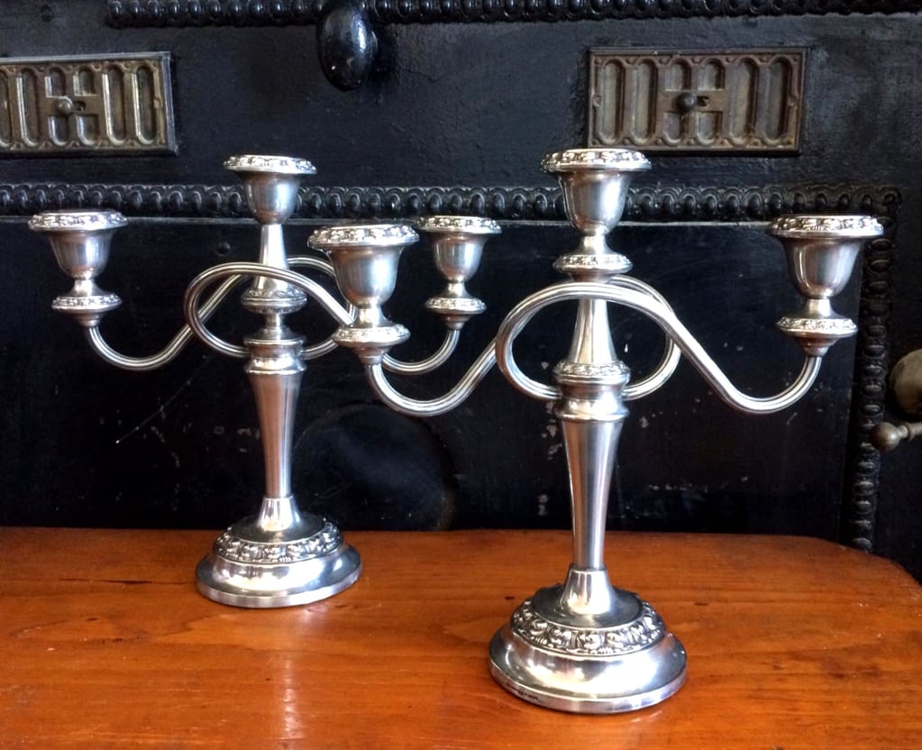 Pair of Victorian chandeliers in Silver Metal English