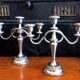 Pair of Victorian chandeliers in Silver Metal English