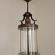 Vintage French Round Hall Lantern In Copper With Cylindrical Glass Shade 3681