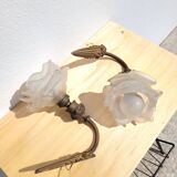 Pair of antique gilded wall lamps