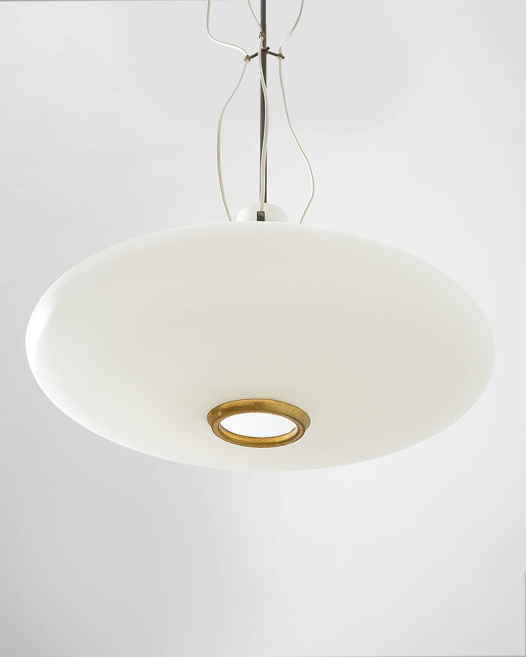 Glass and brass chandelier by Bruno Chiarini, 1950s
