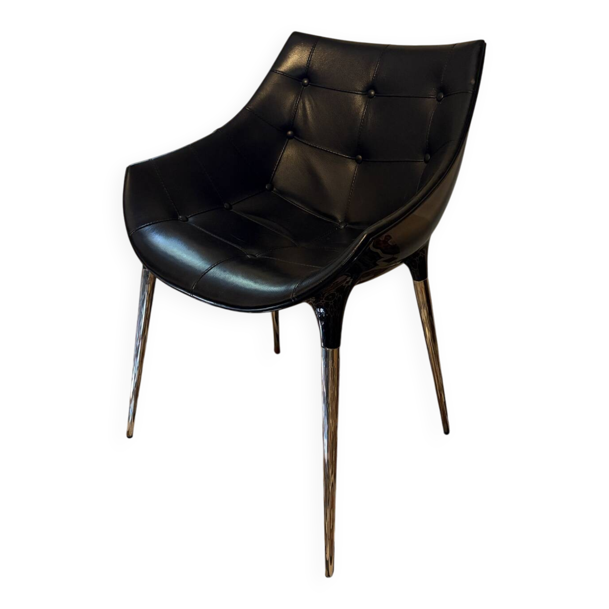 Lot de 6 sièges Philippe Starck pour Cassina en cuir noir