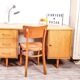 Vintage wooden desk with drawers 1970's