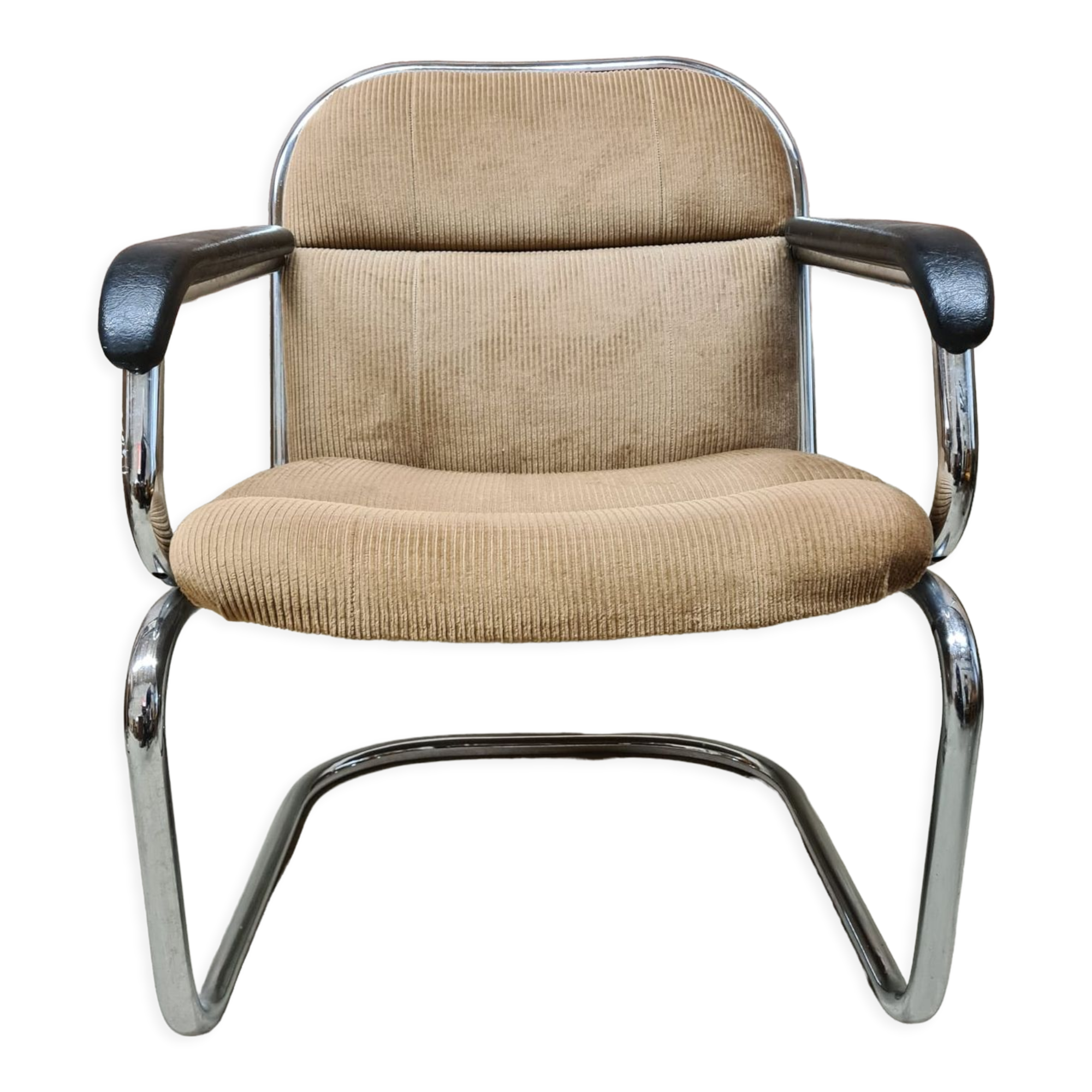 Vintage tubular ribbed office armchair