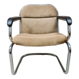 Vintage tubular ribbed office armchair