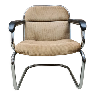 Vintage tubular ribbed office armchair