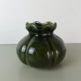 Small corolla vase in khaki glazed ceramic