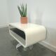 Witte tafel met afgeronde hoeken en glassen blade, tv meubel