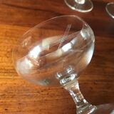 Set of five crystal champagne glasses