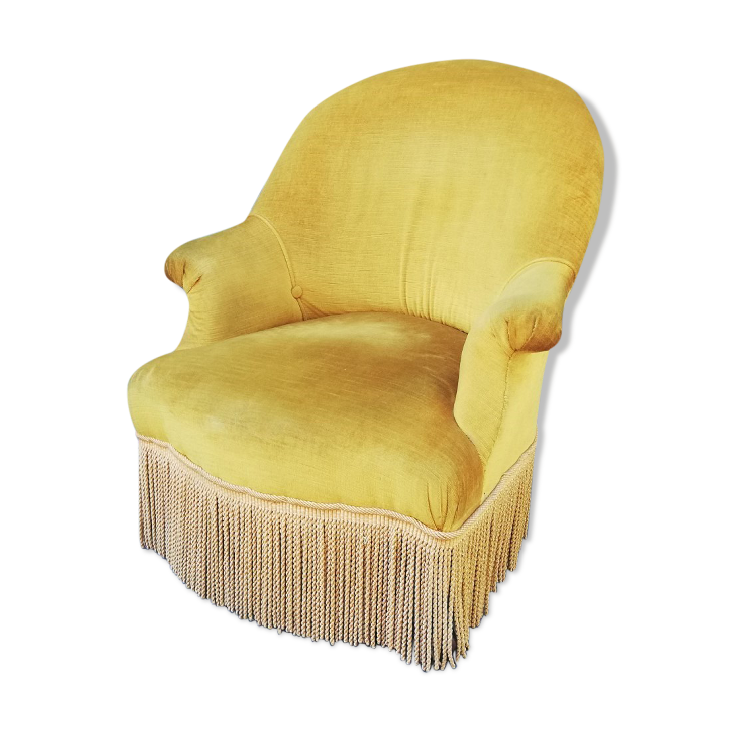 Fauteuil crapaud velours couleur or