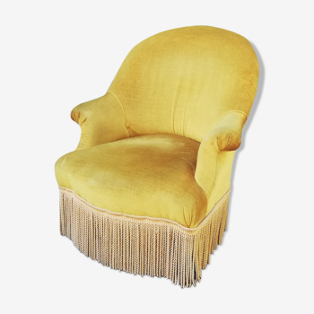 Fauteuil crapaud velours couleur or