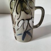 Mug en grès émaillé décor libre, travail de potier vintage