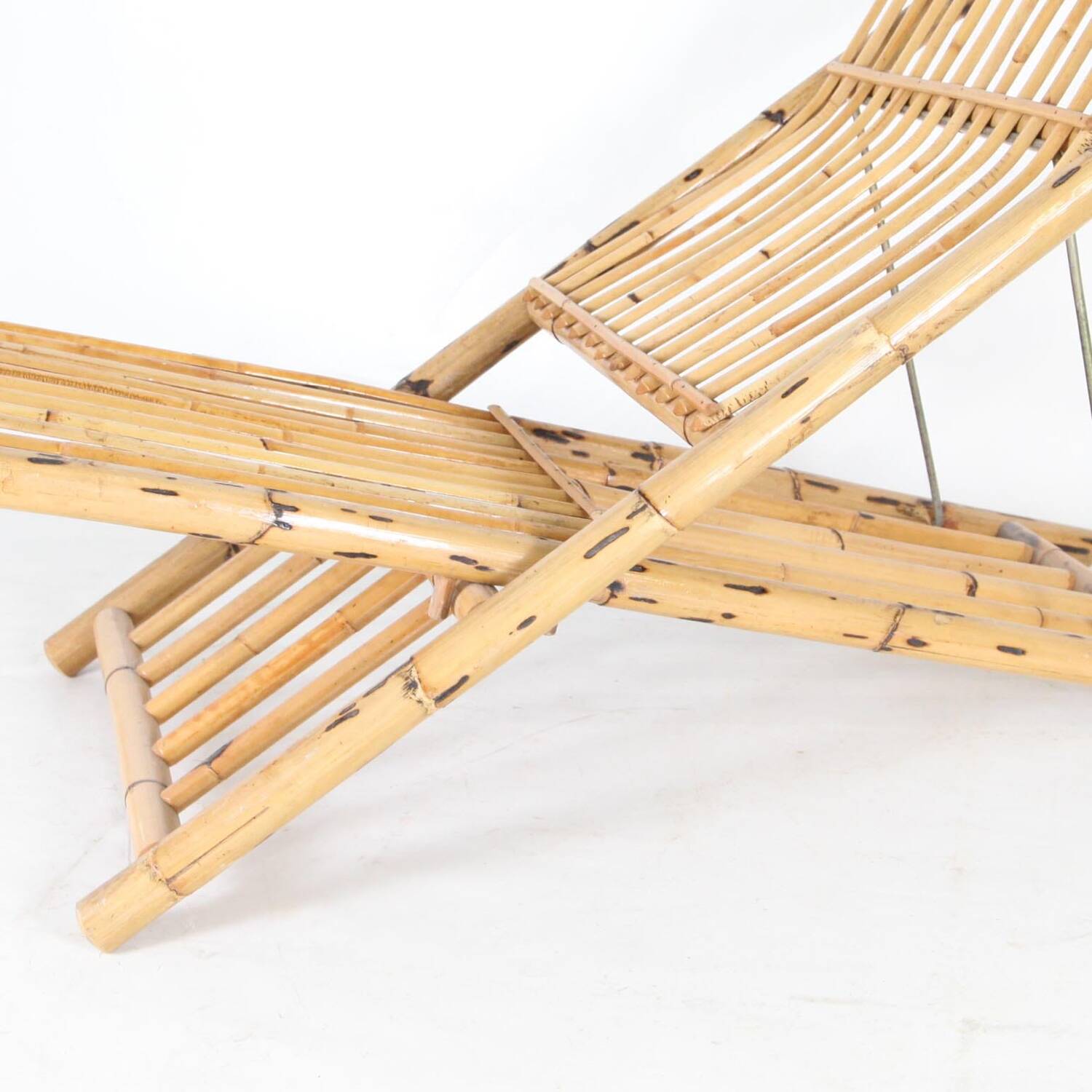 Pair of bamboo lounge chairs