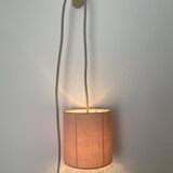 Powder pink linen portable lamp