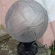 Art Deco ball lamp, pressed moulded glass, signed Muller.