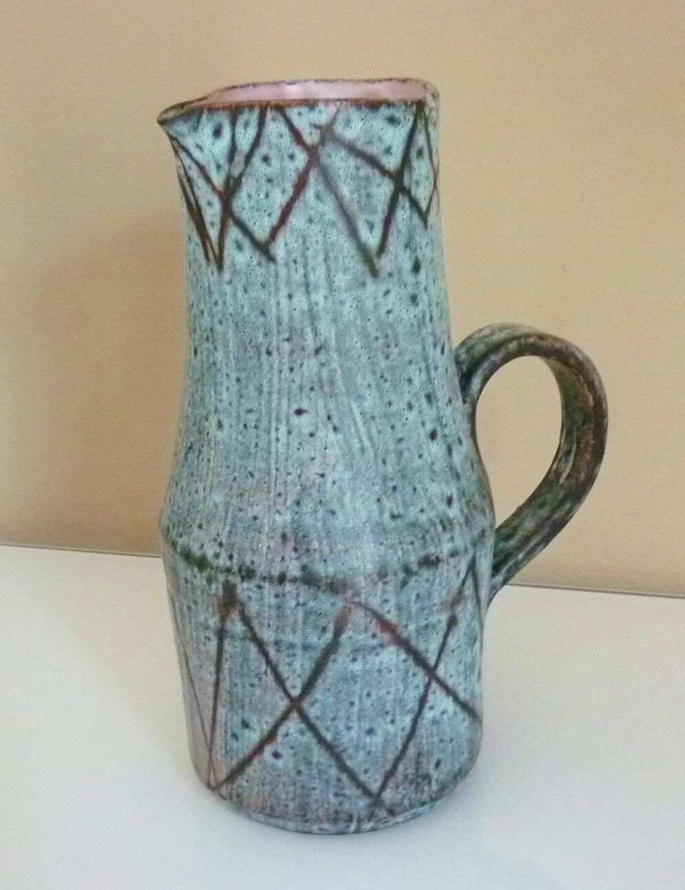 Pitcher signed Camos Vallauris, glazed ceramic, 60s/70s
