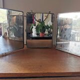 Antique triptych barber mirror