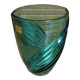 Vintage LUMINARC Green Moulded Glass Vase Made in France #E361