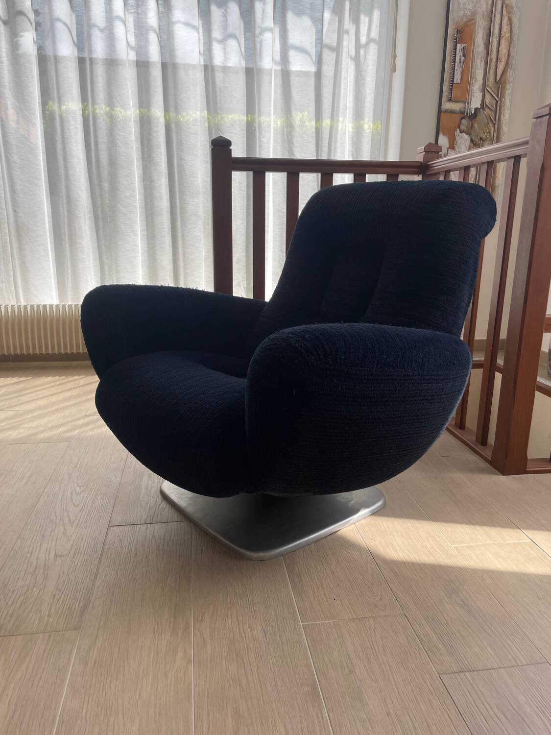 Sofa set + armchair + footrest Jean Prévost – 1970s