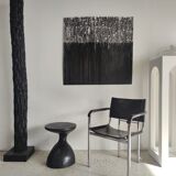 Sofa end in solid wood monoxyl organic shape black color