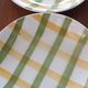 4 Semi-hollow plates with green and yellow checks, Moulin des Loups tea towel