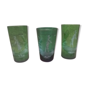 Trio de verres vintage Mary Gregory