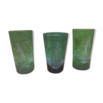Trio of vintage glasses "Mary Gregory"