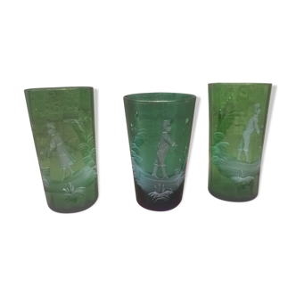 Trio de verres vintage "Mary Gregory"