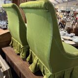 Pair of green fabric armchairs