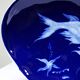 Vide-poche porcelaine émaillée bleu de four Limoges décor poisson japonisant
