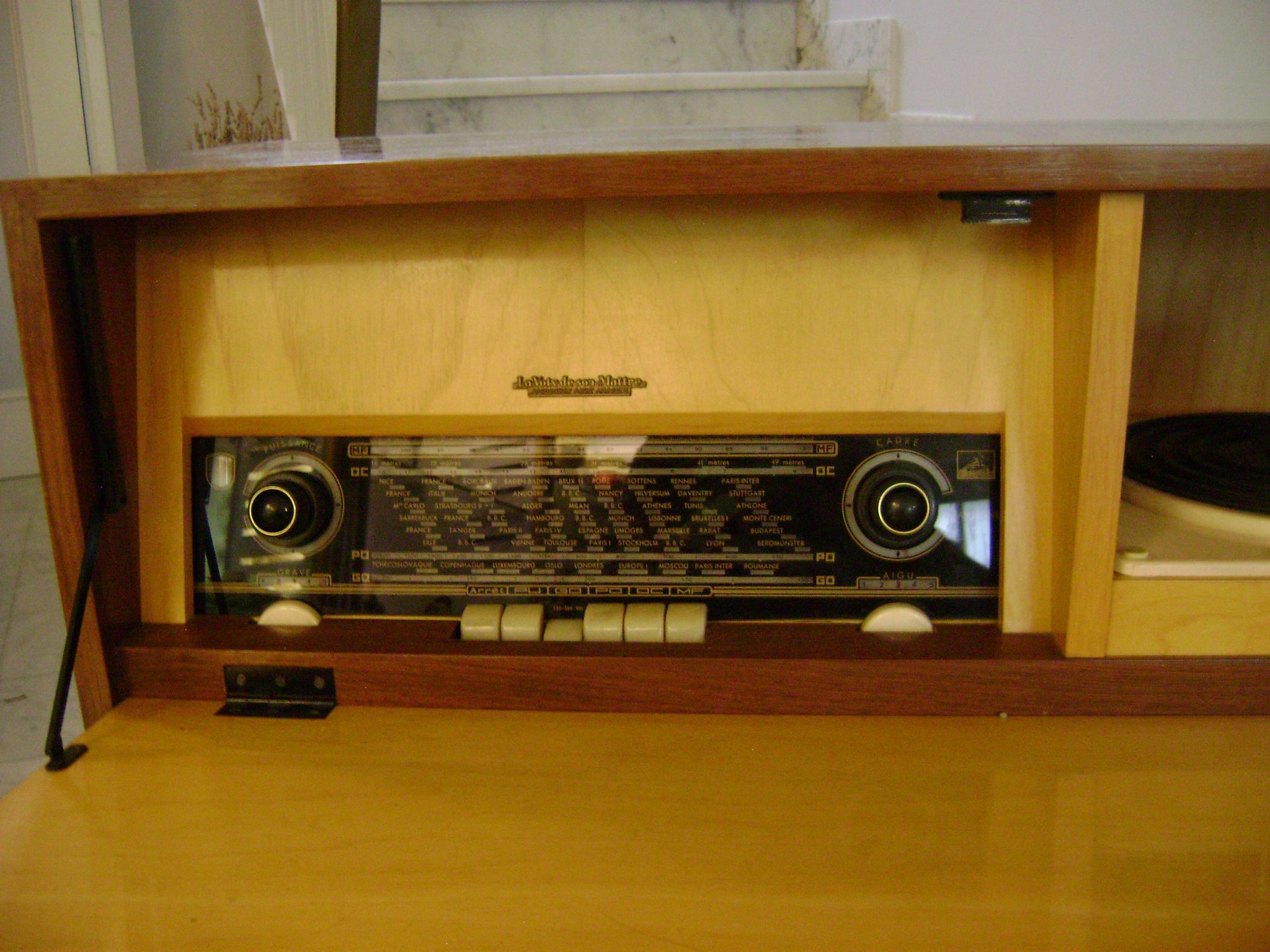 Radio furniture and record player "The Voice of His Master" from the 1950s