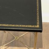Table d'appoint en laiton et cuir