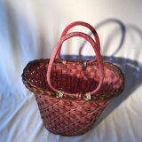 Old Deco Basket in Braided Wicker - Red Scoubidou - Anse Vintage
